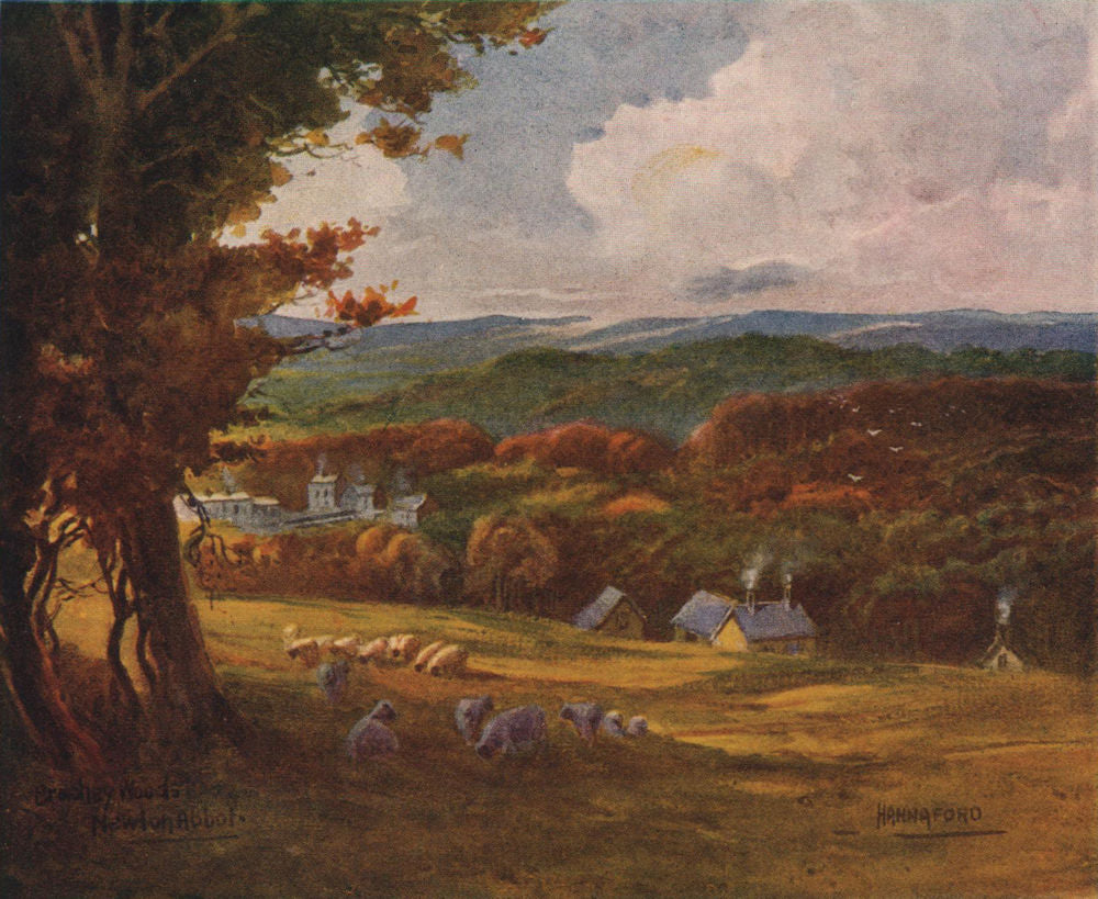 Bradley Woods, Newton Abbot, South Devon, by Charles E. Hannaford 1907 print
